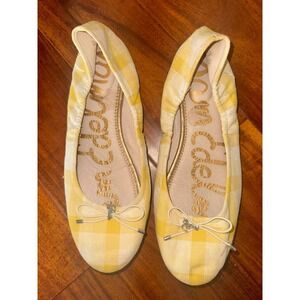 Sam Edelman Women's Yellow Gingham Ballet Flats Size 9.5